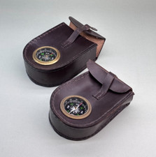 BUSSOLA VINTAGE COPPIA TASCHE PORTAOGGETTI IN PELLE PER CINTURONE - MILITARE ???