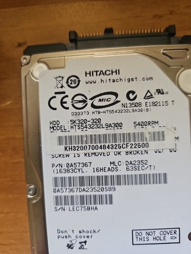 Hitachi 250gb hts543225l9a300 - 250gb,