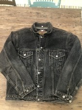 Giacca jeans vintage Harley Davidson made in USA nera denim logo taglia L