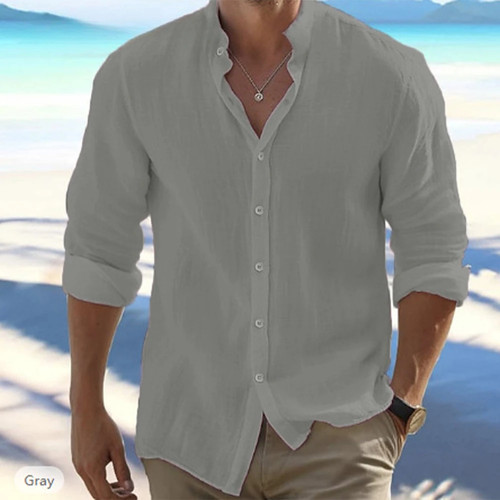 Camicia uomo cotone lino collo - cotone,
