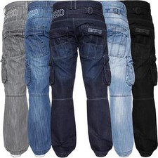 Enzo Uomo Cargo Combat Jeans Pantaloni Denim da Lavoro Pesanti Pantaloni Grandi Alti Taglie UK
