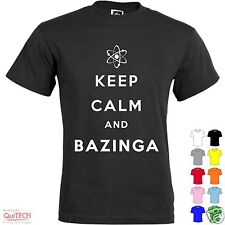 T-Shirt Keep Calm and Bazinga - The big bang theory Uomo-Donna Bianca-Colorata