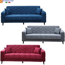 Divano Letto 3 Posti in Tessuto VELLUTO MELISA Prontoletto Moderno 225x85x84 cm