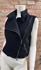 Gianfranco Ferre GF FERRE Vest Gilet Biker Black Double Breasted Coat Top Size L