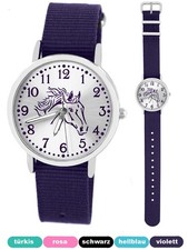 Orologio da polso per bambini ragazza cavallo viola impermeabile regalo braccialetto viola