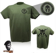 T-SHIRT MAGLIA  MILITARE SPARTAN MOLON LABE VERDE ELMO SPARTANO MADE IN USA