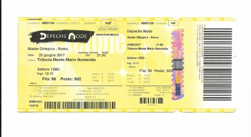 Biglietto concerto depeche - biglietto,