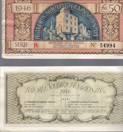Raro biglietto lotteria - raro,