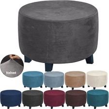 Copri poggiapiedi in velluto rotondo ottomano portaoggetti pouf protezione sedile UK