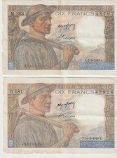 10 FRANCS MINEUR lot de 2