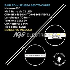 KIT 2 BARRE STRIP 72 LED TV