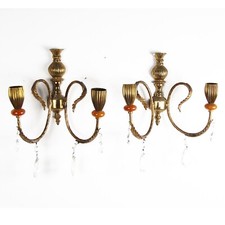 Appliques dorato foglie d'acanto a due fiamme luci Lampade stile stilnovo antico