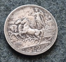 MONETA COIN REGNO D'ITALIA RE VITTORIO EMANUELE III° DUE 2 LIRE 1916 - BRIOSA -