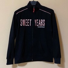 Sweet Years Felpa Zip Intera XL Logo Tasche Nero Rosso Homewear Casual Y2K