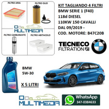 KIT TAGLIANDO 4 FILTRI OLIO ORIGINALE 5W30 BMW SERIE 1 F40 118D 110KW 150 CV