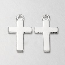 10pz charms ciondoli croce in metallo 24x13mm  colore argento chiaro bijoux