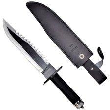 COLTELLO SURVIVAL CACCIA PESCA SOFTAIR NERO IN  ACCIAIO CON BUSSOLA RM-H2