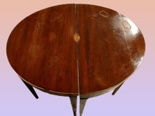Tavolino ovale sdoppiabile a consolle mezza luna inglese stile Smith
