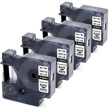 4x Nastro 12mm Compatibile per Dymo 18444 S0718600 Industriale Nastro Etichette