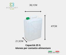 TANICA FUSTO LATTINA IN PLASTICA 25 LITRI - PER ALIMENTI - MADE IN ITALY