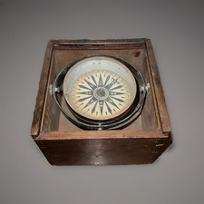 Antica Bussola A Secco In Cassetta Di Legno J. Molteni Paris Epoca 1800