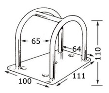 PORTA TANGONE ACCIAIO INOX 110 MM ACCESSORI BARCA VELA NAUTICA