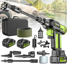 Idropulitrice batteria 2x4 Ah Portatile 120 bar 4 marce  ugello 6 in 1 tubo  5mt