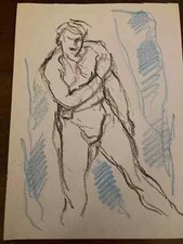 Glauco Tarquini, pastello su carta. Studio anni '80. Autenticato