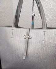 Salvatore Ferragamo Gancini - Borsa in pelle col. argento