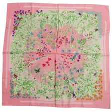 AUTENTICA sciarpa prateria Hermes Carre90 LA PRAIRE rosa verde seta