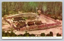 Cartolina WA Tacoma Old Fort Nisqually Point Defiance militare non spedita H280