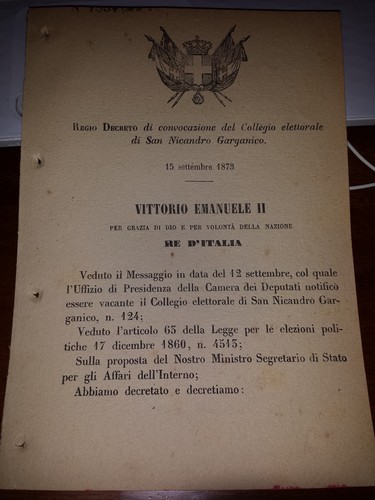 Regio decreto 1873 - decreto,