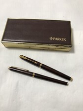 SET PENNA STILOGRAFICA PIÙ PENNA ROLLER PARKER 75 LACCA THUYA NIB 14KT SIZE M