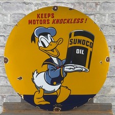 Insegna smaltata SUNOCO ø 19,7" (50 cm) retrò vintage grande insegna in porce...