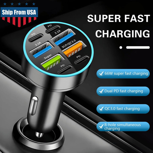 Caricabatteria usb auto 66w - usb,