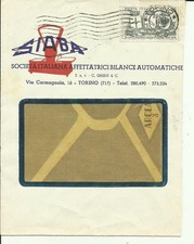 BUSTA PUBBLICITARIA REPUBBLICA TORINO VIAGGIATA SABA BILANCE