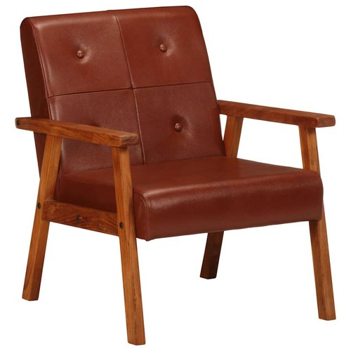 Poltrona vera pelle - pelle, legno