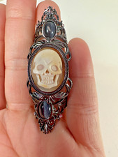 Anello cammeo conchiglia Amedeo NYC teschio articolato lungo misura 5-6