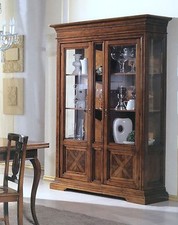 CRISTALLIERA VETRINA LEGNO INTARSIATA COLORE NOCE BASSANO x SOGGIORNO SALA  855S