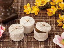 SCATOLINA BOMBONIERA  ROTONDA COTONE CM.5  BATTESIMO COMUNIONE MATRIMONIO