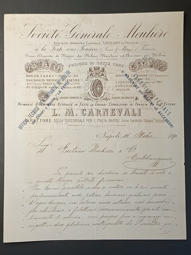 Fattura fabbriche mulini - mulini, e