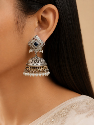 Orecchini jhumka blu navy - jhumka,