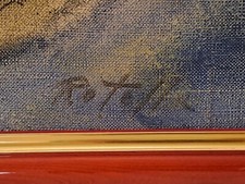 Mimmo Rotella opera unica, olio su tela e tavola degli anni 50, cm. 85 x 71.