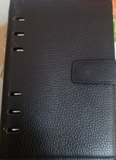 AGENDA ORGANIZZER IN PELLE NERA MISURA ESTERNA 14x19  6 ANELLI SENZA CALENDARIO 
