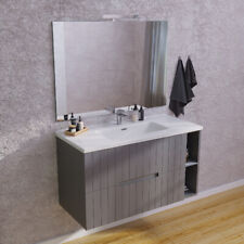 Mobile Bagno SOSPESO 100 cm lavabo ceramica specchio GRIGIO Baden Haus Harena