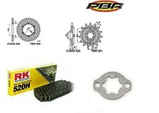 KIT TRASMISSIONE YAMAHA TT 350 1986 1999 PBR CORONA PIGNONE CATENA 520 RK + FERM