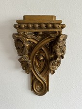 Decorazione Da Parete Piccola Mensola Anni 50 In Stile Liberty In Gesso Dorato