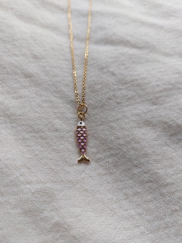 Collana pesce lilla - pesce, perlato