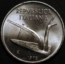 Italia 10 Lire 1972 KM# 93
