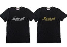 T-shirt Stampa Marshall Amplification Nera ottimo Cotone stampa Oro o Argento